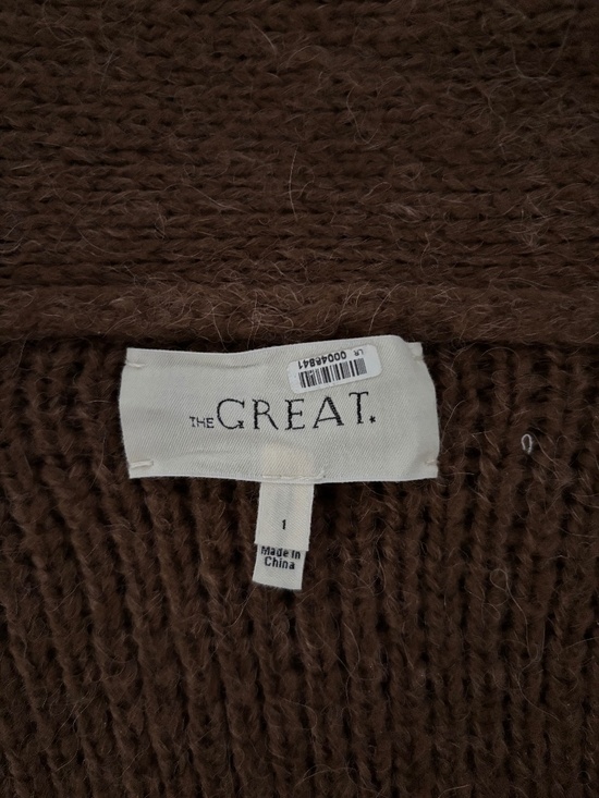 The Great. Cowichan Lebowski Style Brown/White Cardigan Sweater - Size 1/Small - Picture 2 of 6